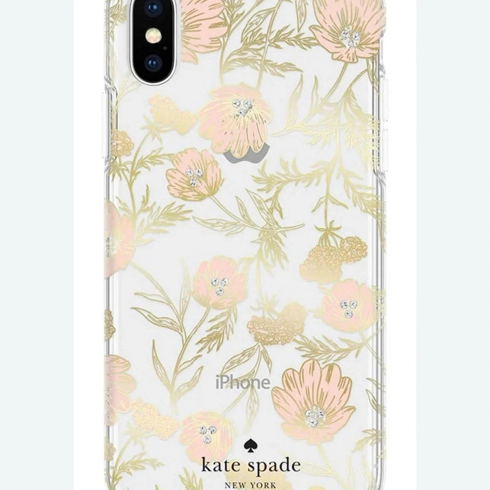 kate spade Clear Floral iPhone Case with Pink and Gold Accents